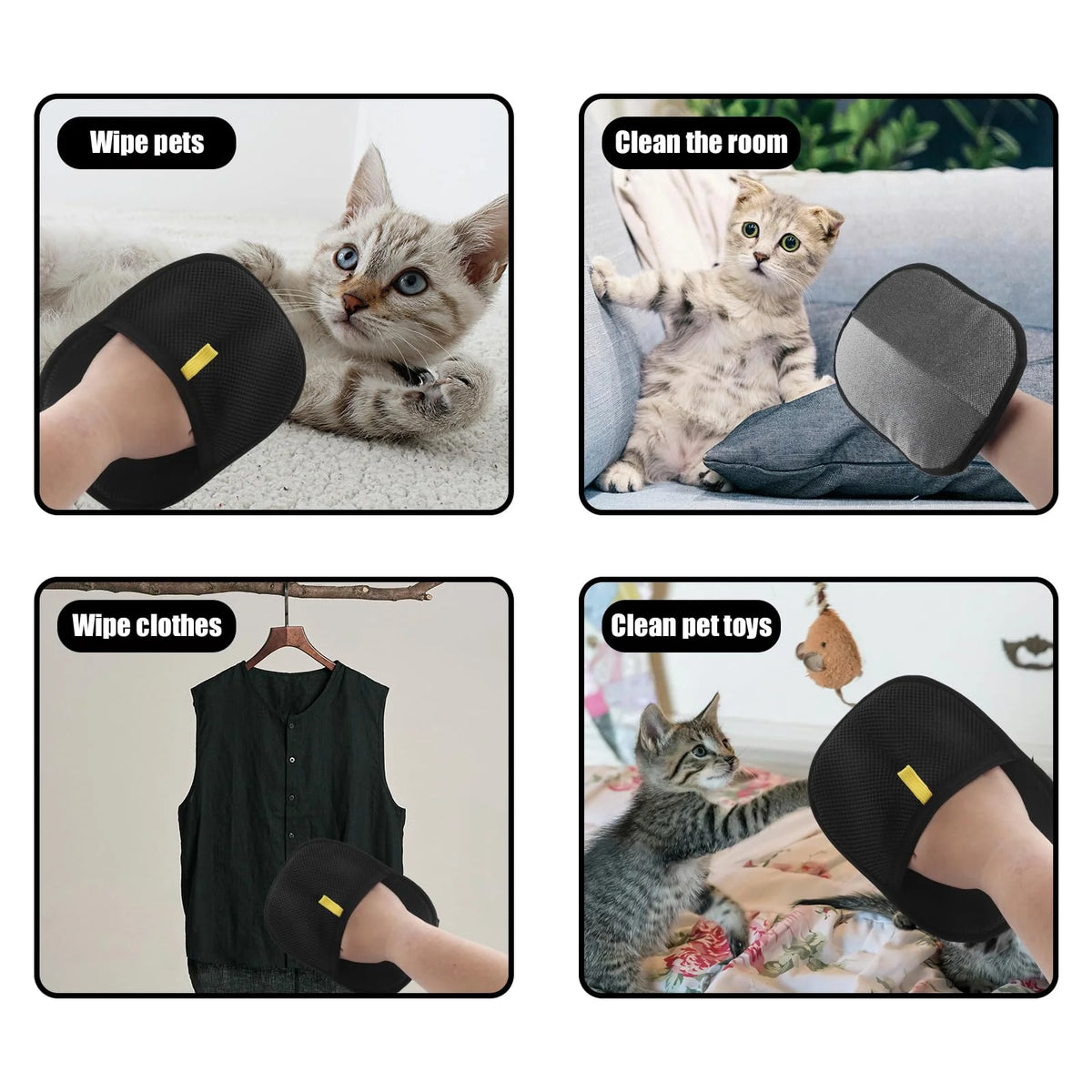 Pet Hair Removal Gloves - Reusable Double-Sided Tool for Effective Fur and Hair Cleaning on Carpets