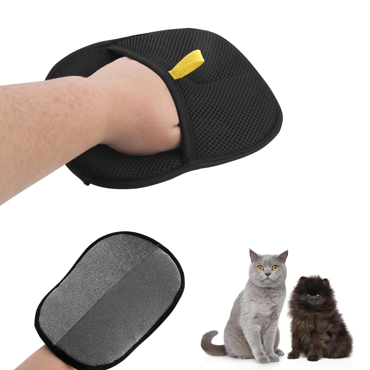 Pet Hair Removal Gloves - Reusable Double-Sided Tool for Effective Fur and Hair Cleaning on Carpets